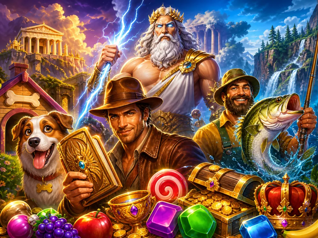 High-quality promotional artwork for Mostbet casino slot games featuring vibrant characters and imaginative game worlds.